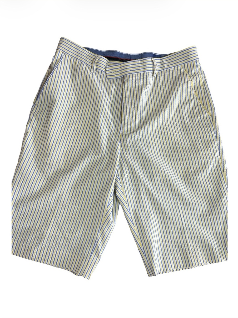 Linea Uomo Men’s Yellow & Blue Striped Seersucker Shorts - Size 32